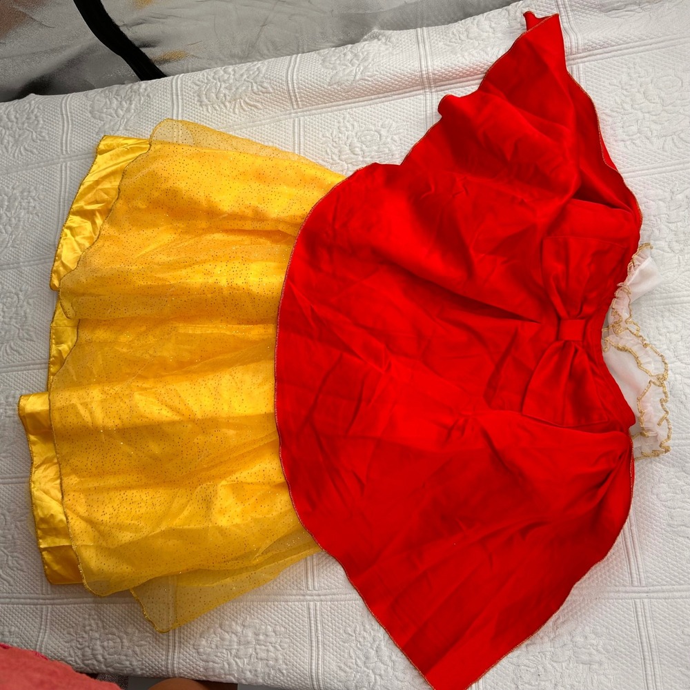 Disney Store Snow White Princess Costume Dress Blue Yellow Red Kids Size 4-6X - Picture 9 of 16